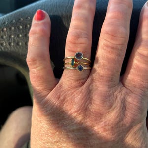 Customer photo from Emily Erin, Vertical Raw Dark Blue Tourmaline Bar Ring, Dainty Gold