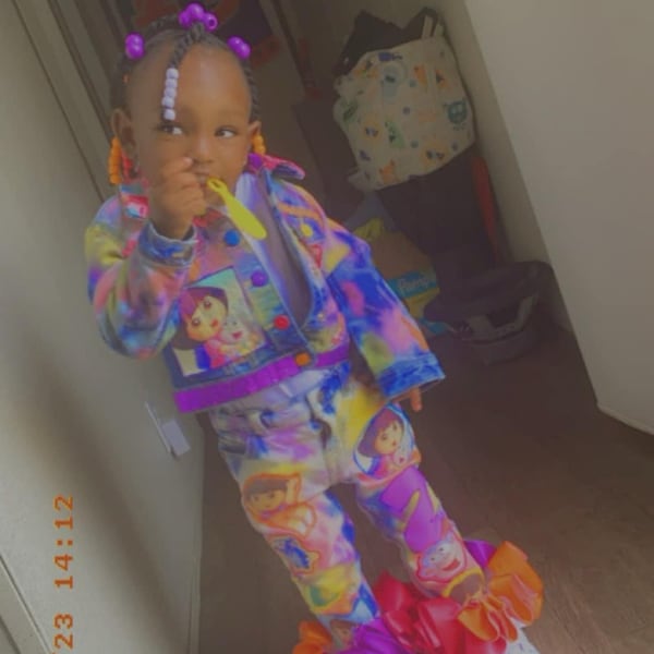 Indiebeautie Printed Combo Denim Jacket & Pants Set