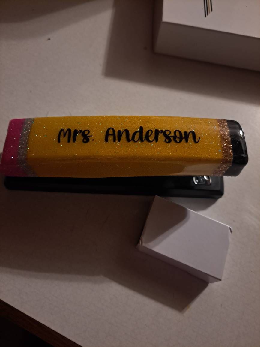Personalized Stapler|Teacher Stapler|Pencil Stapler|Glitter Stapler|Cute Teacher Gift| Epoxy Resin Stapler|Crayon Stapler|Notebook Stapler