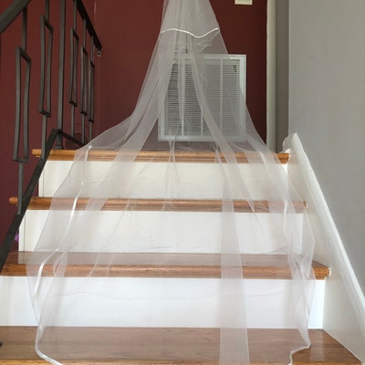 Satin trim double layer cream veil in 1 metre length main image 1