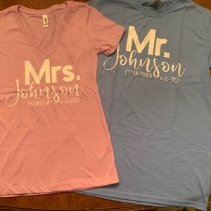 Mr. And Mrs. Last Name Couples Shirts Established Couples | Etsy