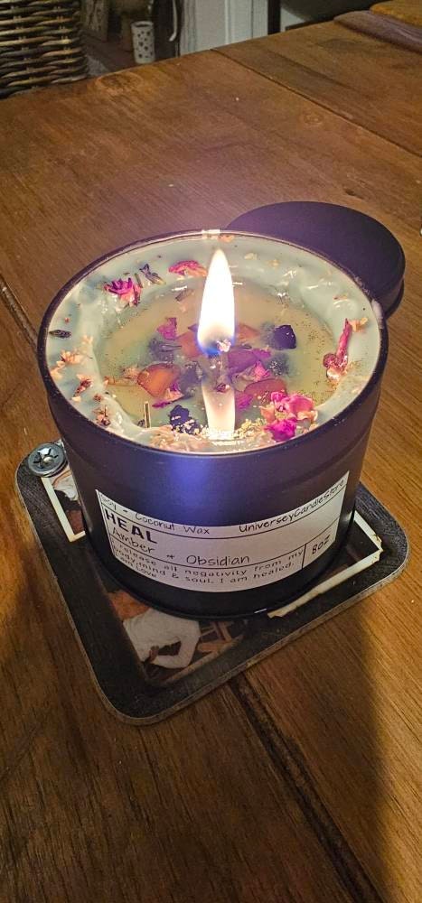 HEAL from negative toxic energies good vibe meditation health protection grounding obsidian baltic amber chakra magic vegan affirmation gift