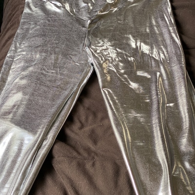 Silver Wet Look Leggings Clothing Quicksilver Metallic Effect ...