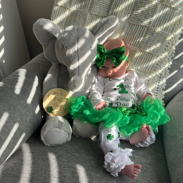 Baby Girl Outfit Cute Romper Long Sleeve St. Patrick'S Day Crewneck Graphic Letter Printed Notre Dame Baby Clothes For Little Girls 6 9 Months-1008615