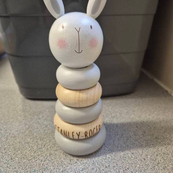 Personalised Wooden Stacking Rings Baby Toy | Stacker Wooden Lion ...