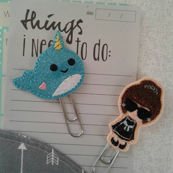 Narwhal Paper Clip- Narwhal Bookmark - Narwhal Paperclip - Planner ...