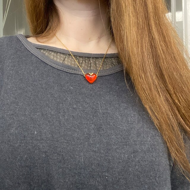 ★VINTAGE HOLLYWOOD★ 2way Essential Heart Necklace Silver Luv Heart Necklace | Gogo Lush