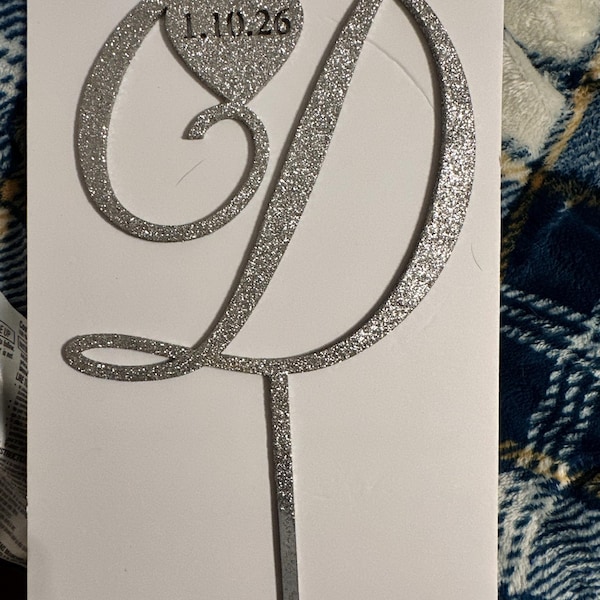 Initial Cake Topper, Elegant Cake Topper - Personalized Letter Topper ...