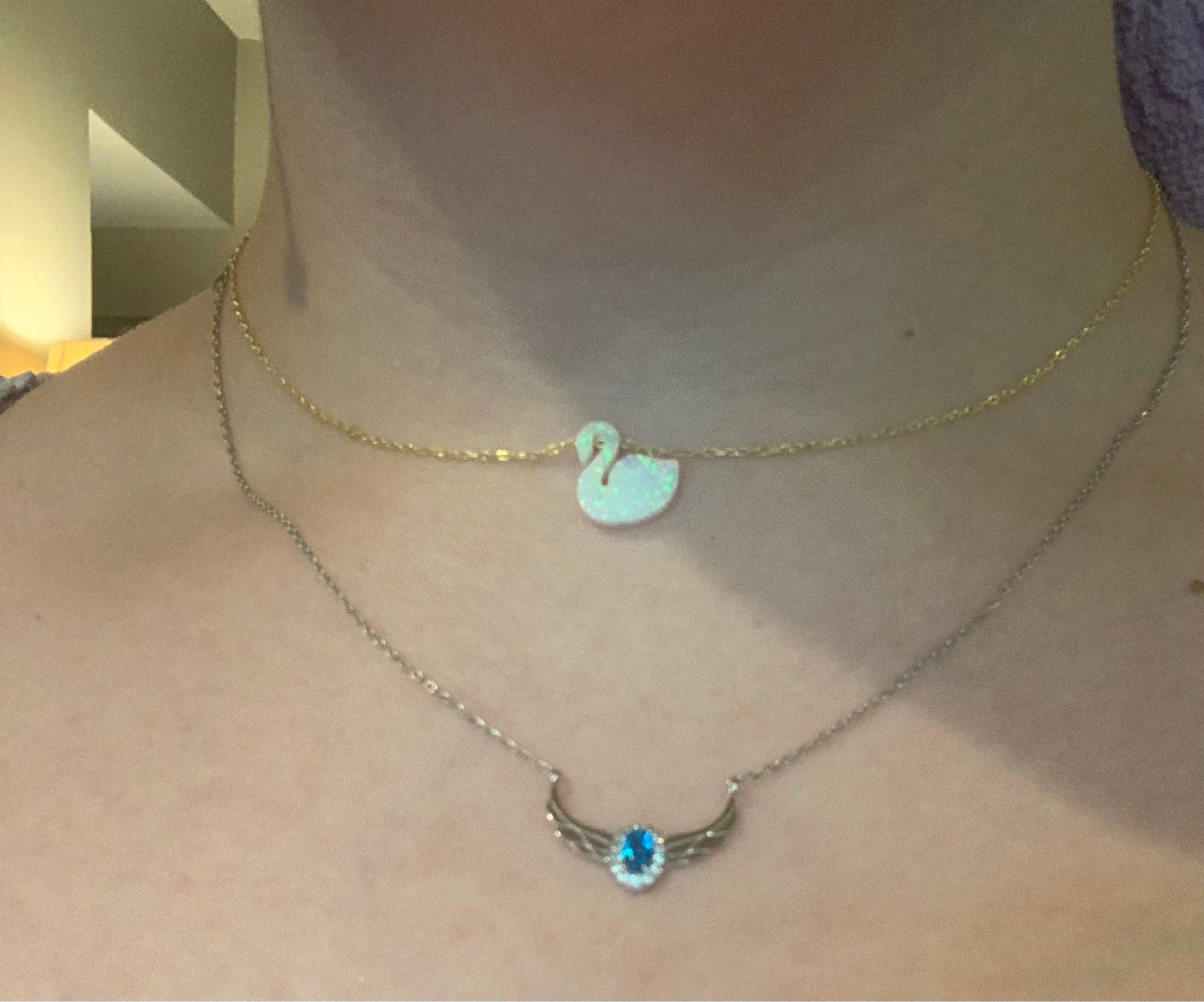 Enchanted Blue Stone Necklace- A Tale of Regal Elegance Inspired by Swan