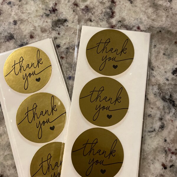 Gold Foil THANK YOU Stickers - Wedding Favor, Shower, Thank You ...