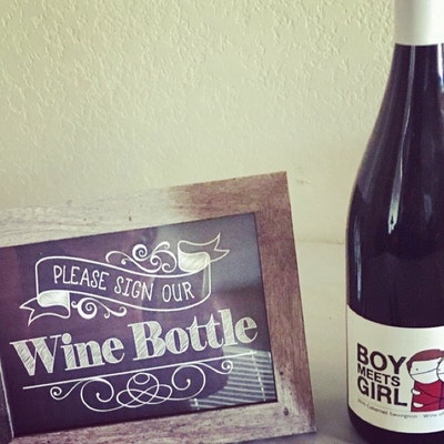 Please Sign Our Wine Bottle Sign, Guestbook Alternative, Wedding Reception, Anniversary ...
