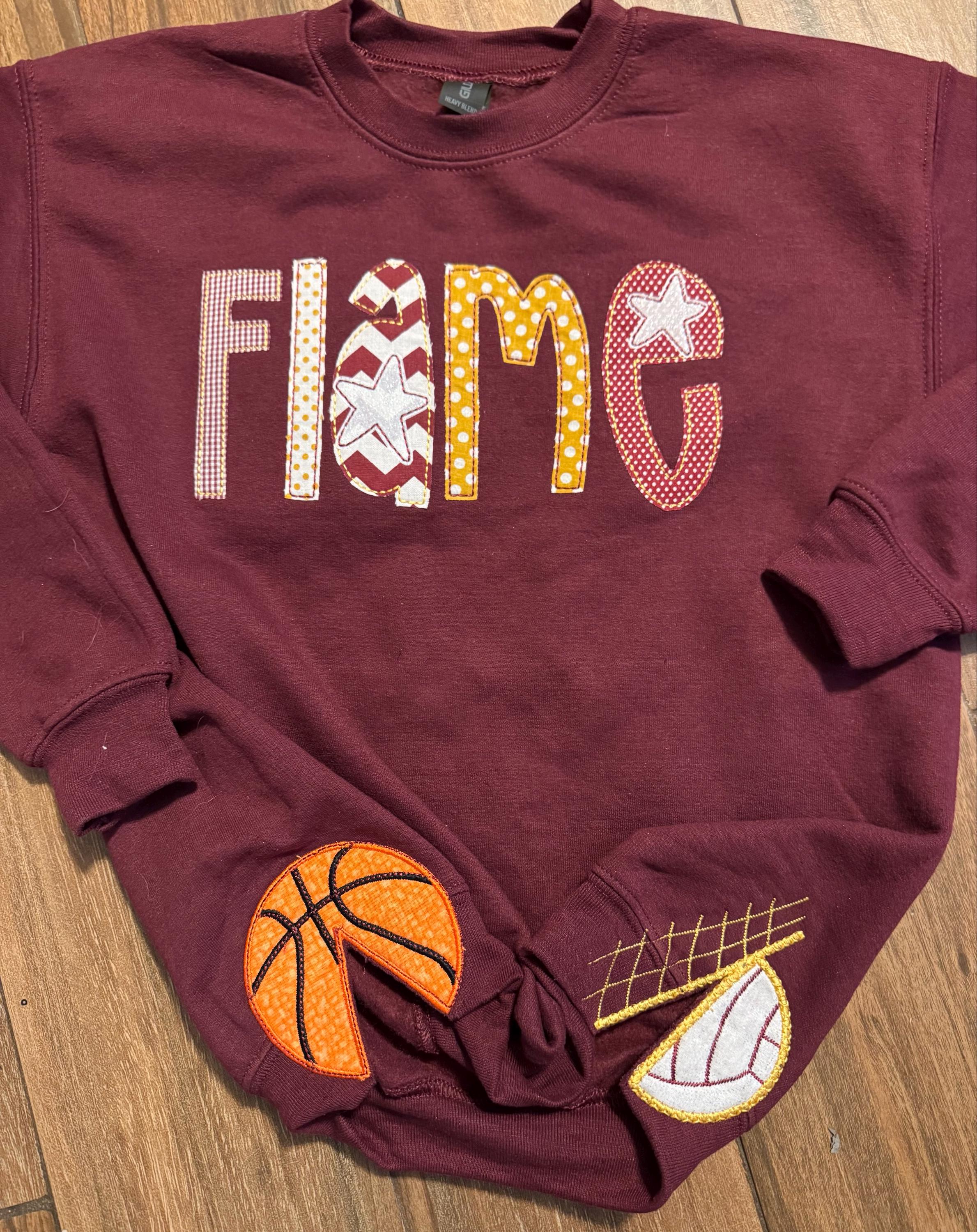 Customer project using Sports Volleyball Split Seam Side Bow Applique embroidery design