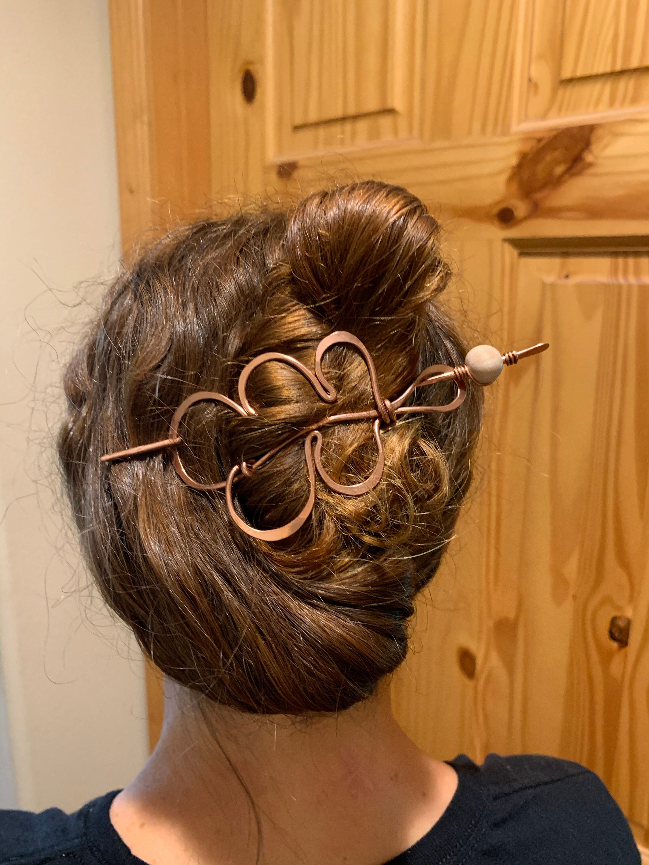 Copper and Wood Oak Leaf Hair Slide Hair Barrette Hair Pin Etsy