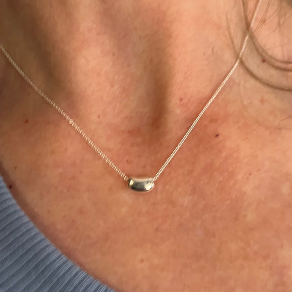 Silver Bean Necklace Magnet Closure 16
