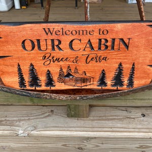 Outdoor Sign, Wooden Carved Cabin Sign, Family Sign, Custom Wood Sign ...