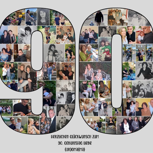 Custom 90th Photo Collage Template Personalized 90 Birthday Gift for ...