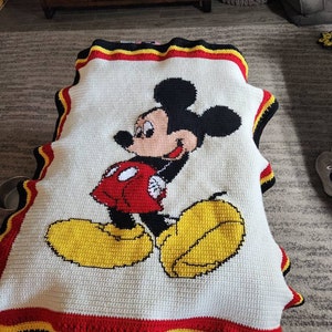 Vintage Crochet Pattern Mickey Mouse Afghan Blanket Bedspread Throw ...