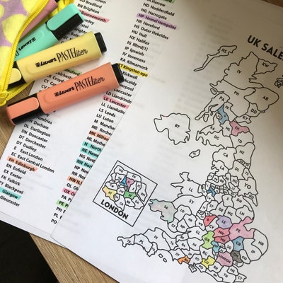 US Postcode Sales Map Tracker, Printable United States Etsy Sales Map ...
