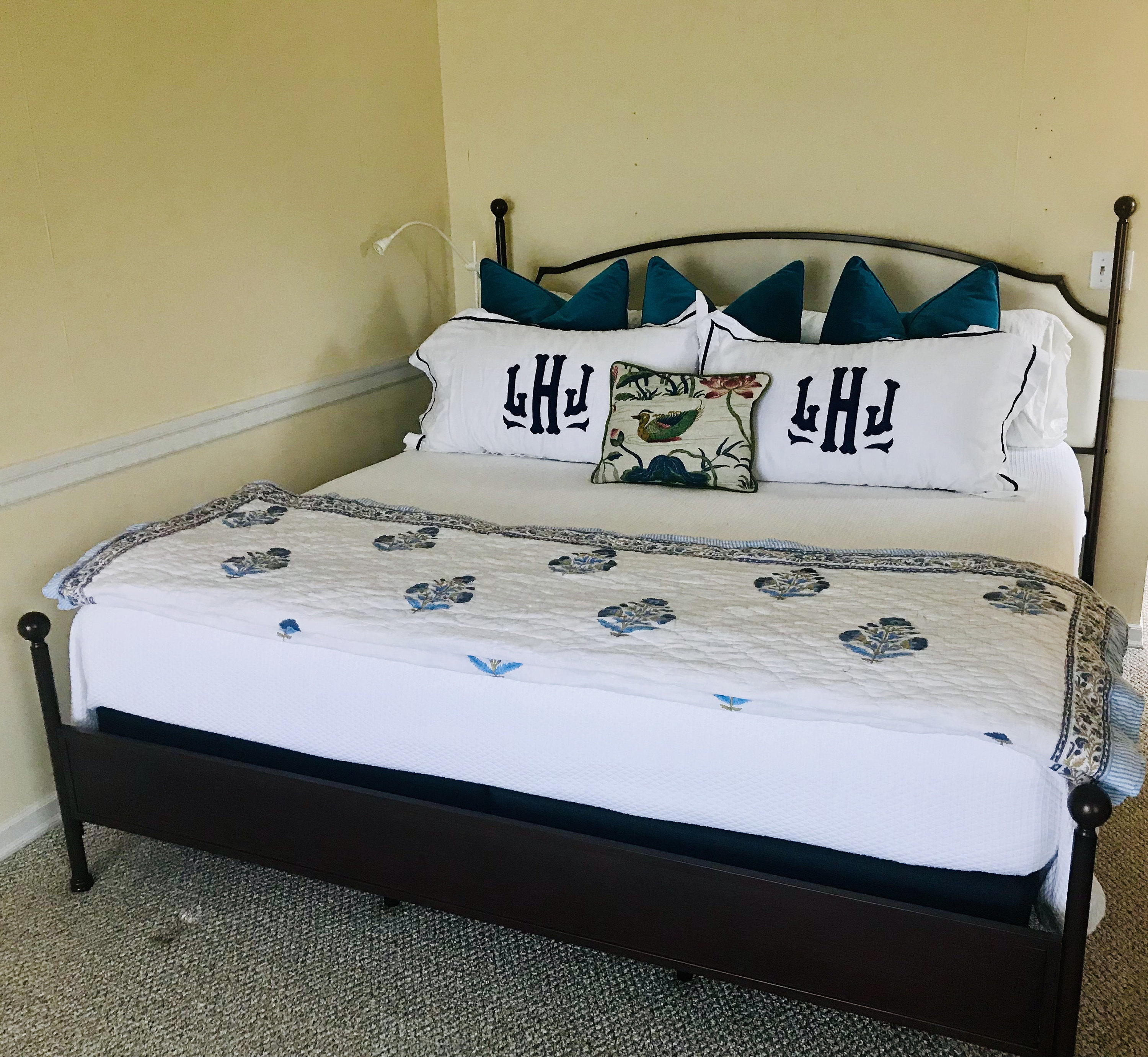 Monogram King Pillow Sham with Ribbon Trim / Monogram Bedding