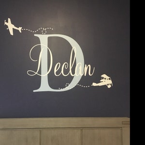 Personalized Name Airplane Wall Decal - Custom Name Airplane Wall ...