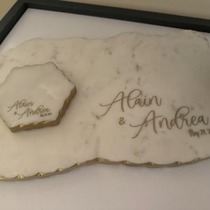 Personalized Marble & Gold Cheese Board - Custom Cutting Board - Charcuterie Board - Serving Tray - Wedding Gift- GOLD EDGE