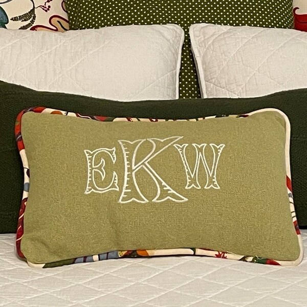 6" Inch Fairfax Fishtail Embroidery Fill Ribbed Font Monogram Satin ...