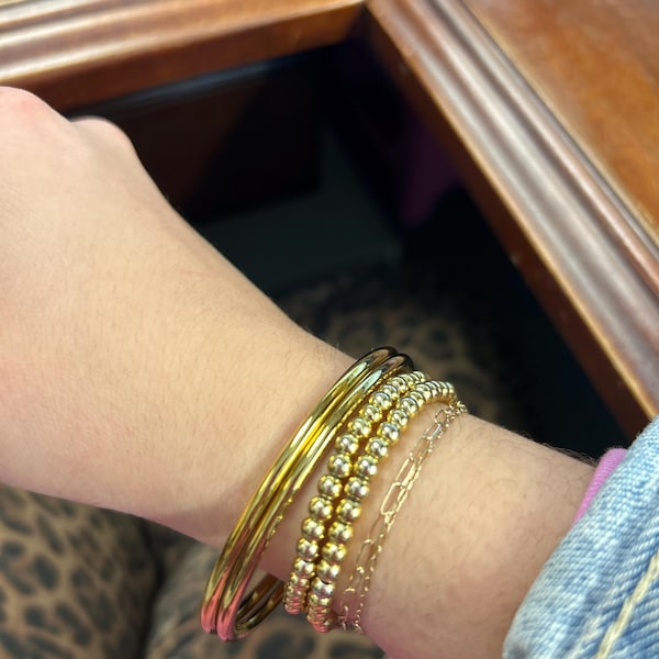 Never Fades - Water Resistant - 18k Bangle Bracelet - Gold Cuff ...