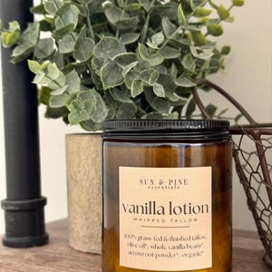 Organic Vanilla Bean Tallow Lotion | Whipped Grass-Fed Tallow Cream | Organically Scented | Artificial Fragrance Free