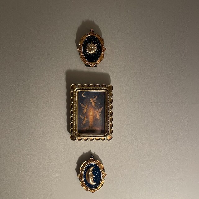 Man in the Moon Miniature Gold Ornate Frame, 90s Celestial Decor