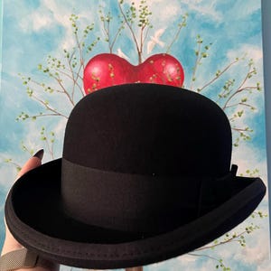 Cappello A Bombetta In Feltro Di Lana Nero, Taglia Unica Per Adulti, Perfetto Per Travestimenti, Feste E Look Eleganti