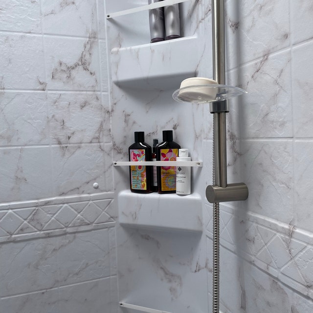 GZJoSum 2 Packs RV Shower Corner Storage Bar,Camper Travel Trailer RV  Bathroom Corner Storage Rods,Length 7-13 inches,RV Bathroom Accessories for