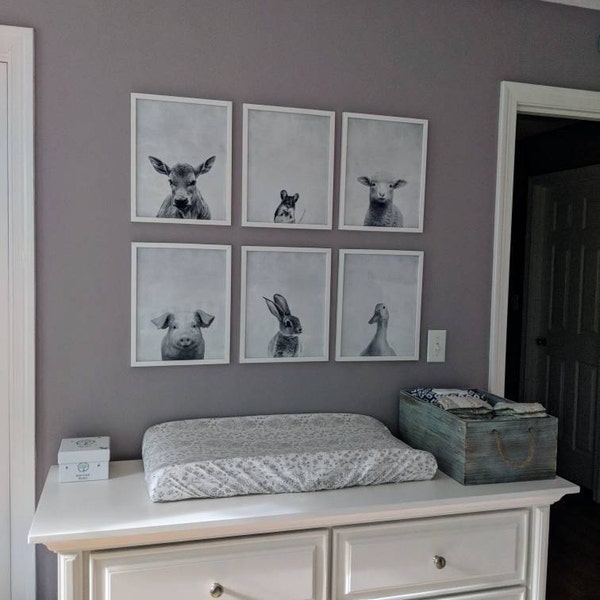Six Puppy Dog Prints Animal Nursery Art French Bulldog Lab Yorkie Jack ...