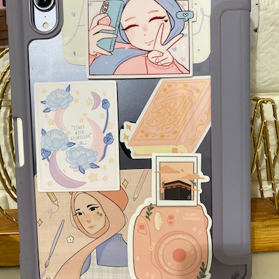 Purple Flowers Hijabi Cute Hijabi Stickers Islamic - Etsy