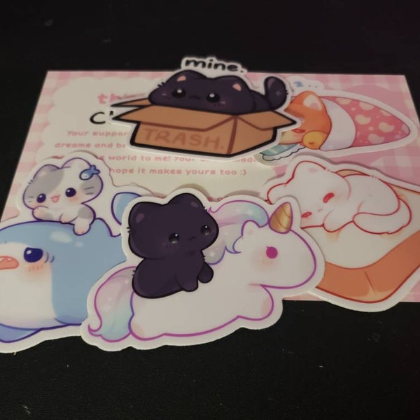 White Cat Loaf Waterproof Vinyl Sticker | Kawaii Chibi Art Kitten ...