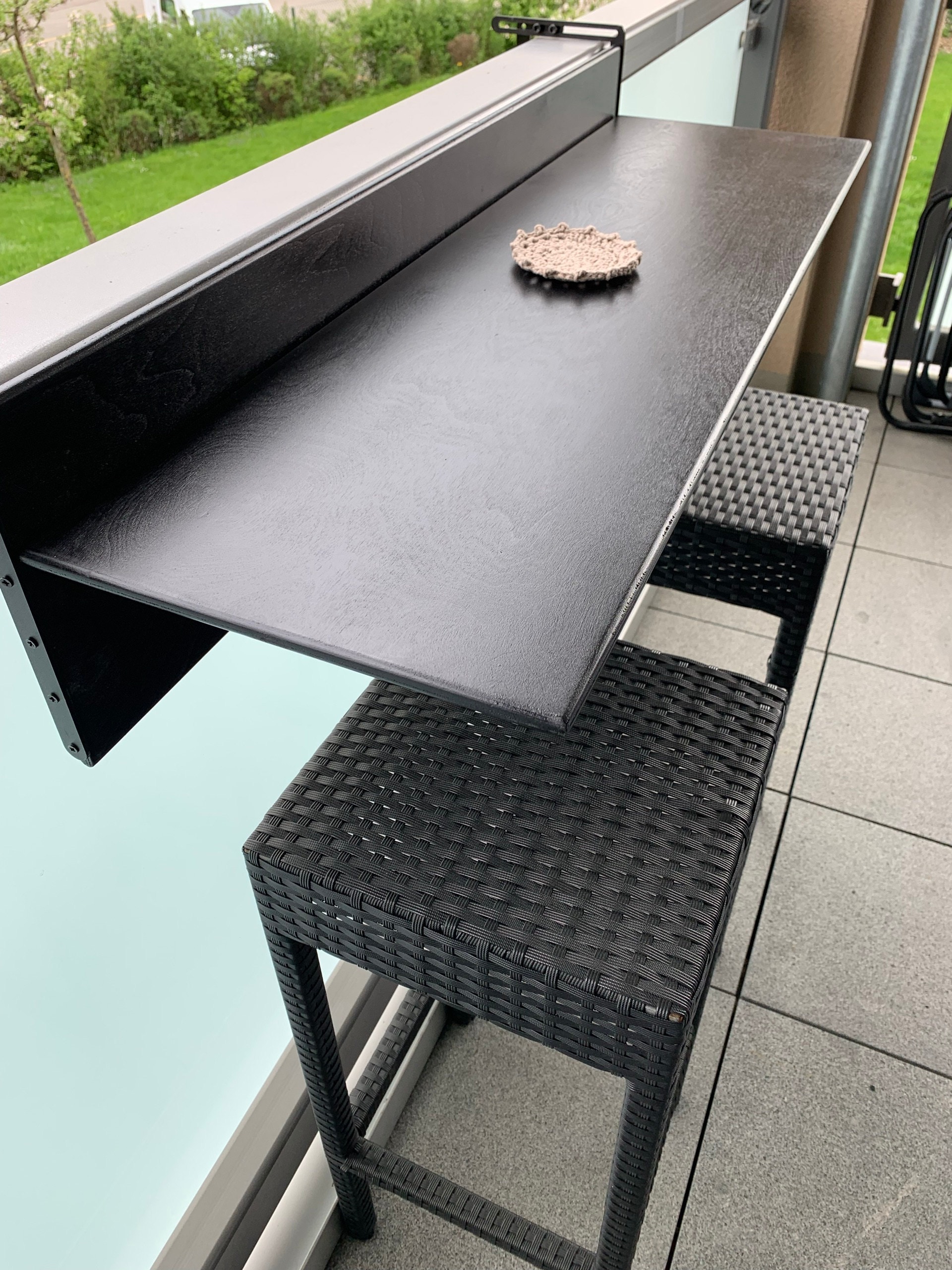 Folding Space Saving Bar Table for Deck, Veranda and Porch Railings, Balcony Bar Table Hanging over Railing, Outdoor Foldable Railing Table