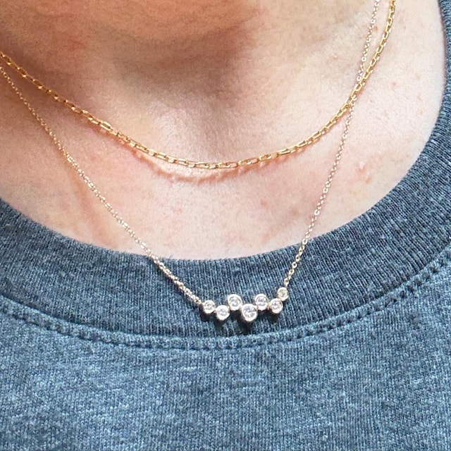 ファッション雑貨・小物その他 14k Gold Floating Diamond Necklace Personalized Capri Floating Diamond Necklace - 14k Solid