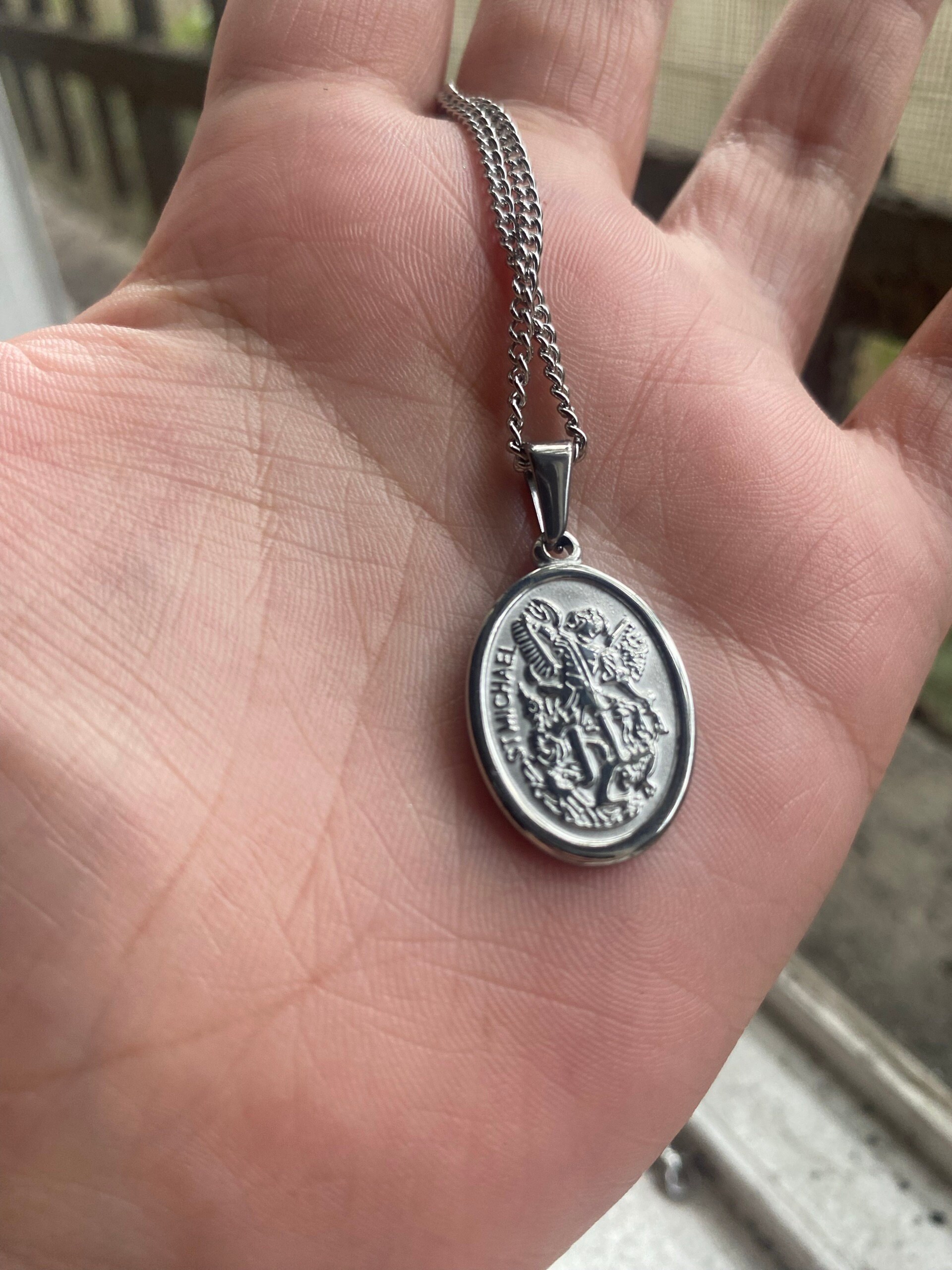 18k Gold St Michael Pendant Saint Michael Medal Man Pendant Man Necklace for Men Pendant for Men Gold Man Necklace Gift Mans Gift For Dad