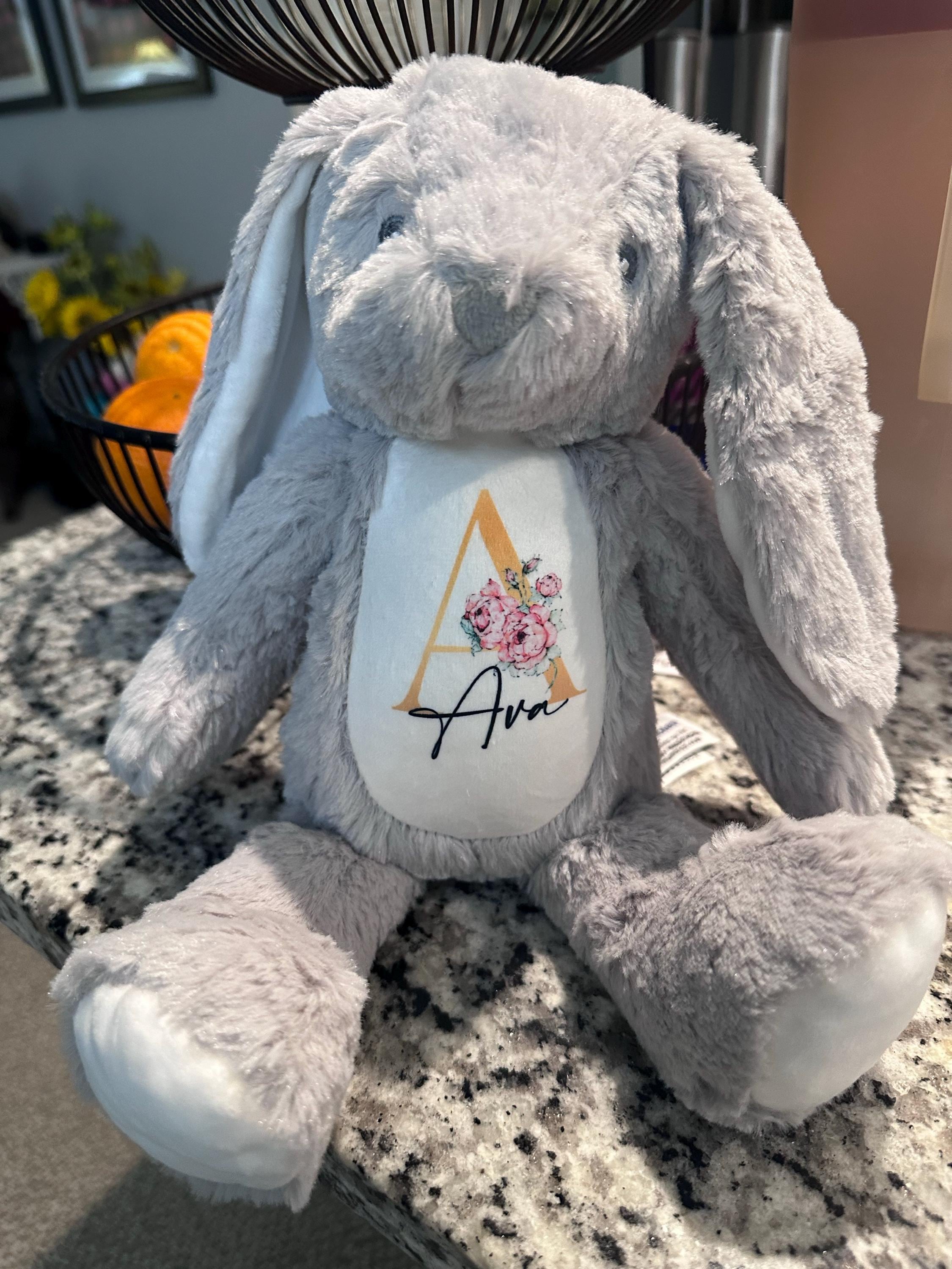 Personalised Bunny Rabbit, New Baby Gift, Personalised Plush Soft Toy, Your Name Teddy, Cuddly Toy, Girls and Boys Teddy Baby Shower Gift