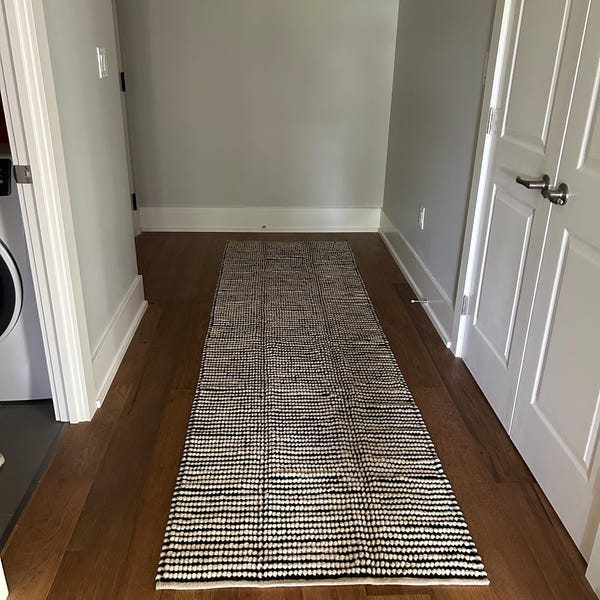 Handwoven Wool Rug Runner, Black White Wool Runner Rug, Entryway ...