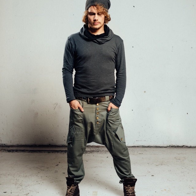 Cargo Harem Pants Men Drop Crotch Pants Spring Mens Clothing