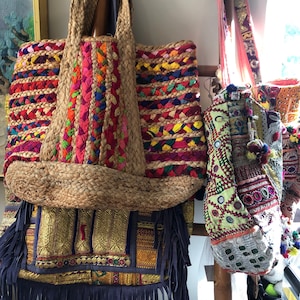 Indian Jute Bag Ethnic Handmade colorful Women Hand Bag Jute | Etsy