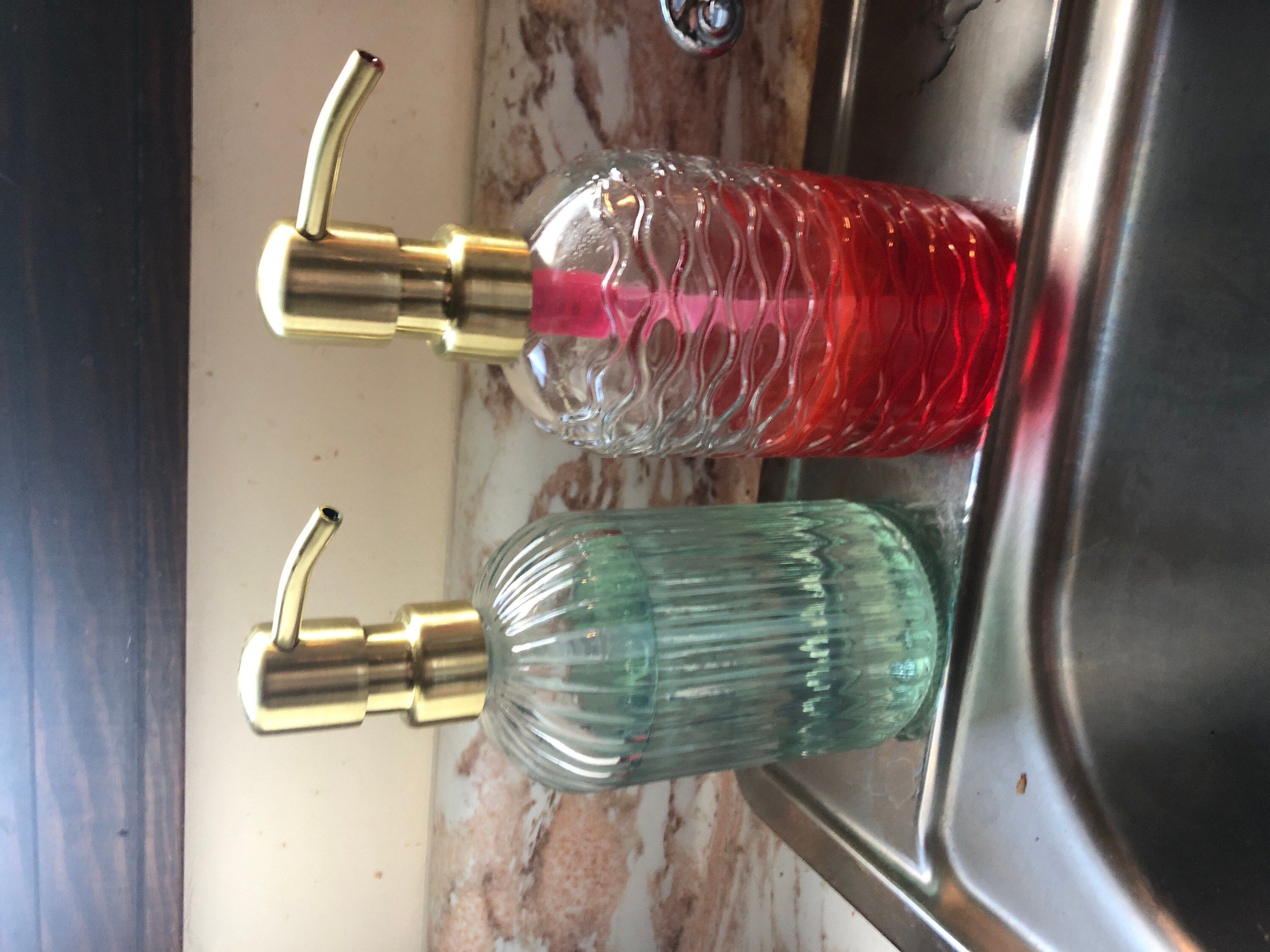 Vintage 14 oz. Glass Liquid Soap Dispenser Bottle | Refillable | Hand Soap or Dish Soap | 304 Stainless Steel Metal Pump | Gift | Apothecary