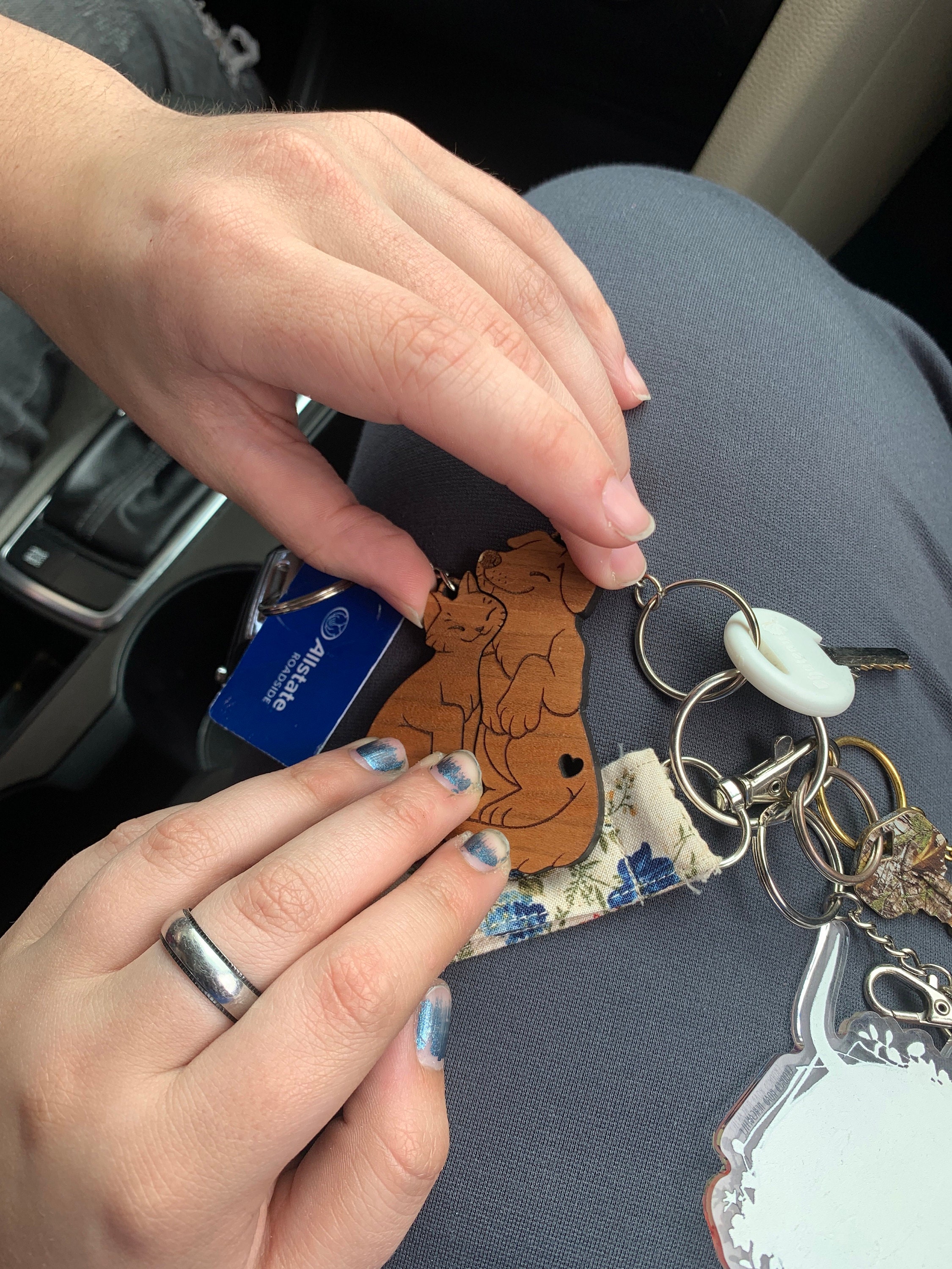 Dog and Cat Couple Keychains - Friendship or Relationship matching wooden keychain set