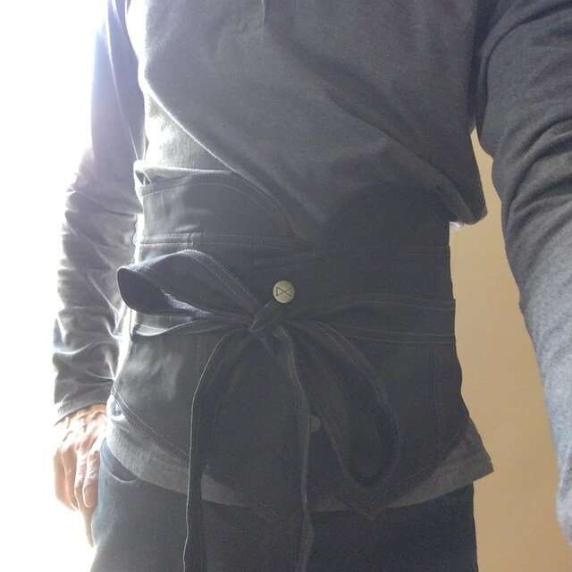 Metamorphoza Black Extravagant Waist Belt Corset Obi Tie Wrap – Size Small Extravagant Black Belt / Cloth Waist Wrap Belt / Obi Belt  main image 3