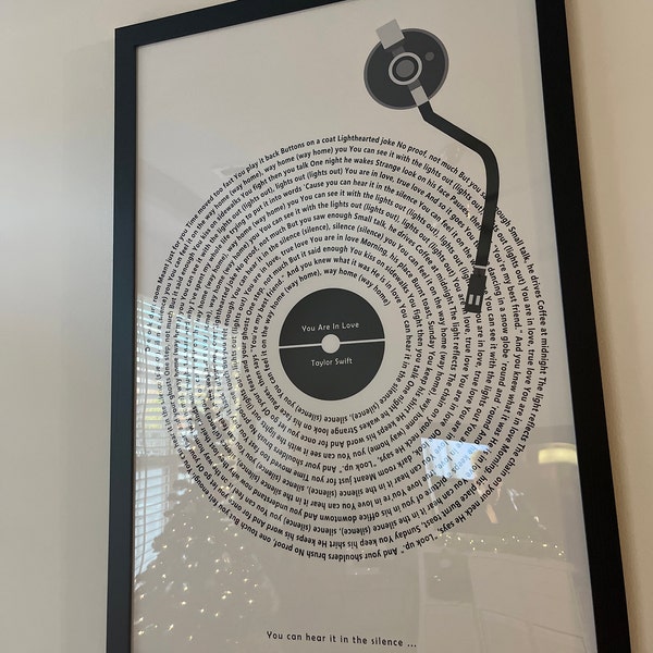Custom Vinyl Lyrics Print, off White, Personalised Music Poster ...