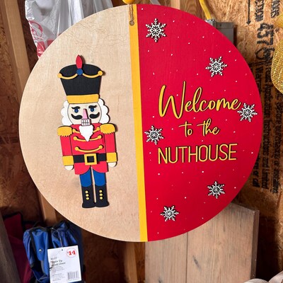 "Protected By Attack Goat" Mini Wood Sign / Ornament - Funny Door Hanger, Made In USA 4 thumbnail image