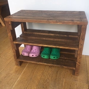 Small Shoe Rack for Hallway, Rustic Style Pallet Furniture, Cottage Style Shoe  Cabinet, Boot Holder 