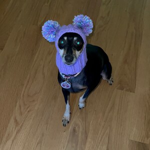 SMALL DOG Pom Pom Winter Hat Snood Hood Chihuahua Beanie Hat