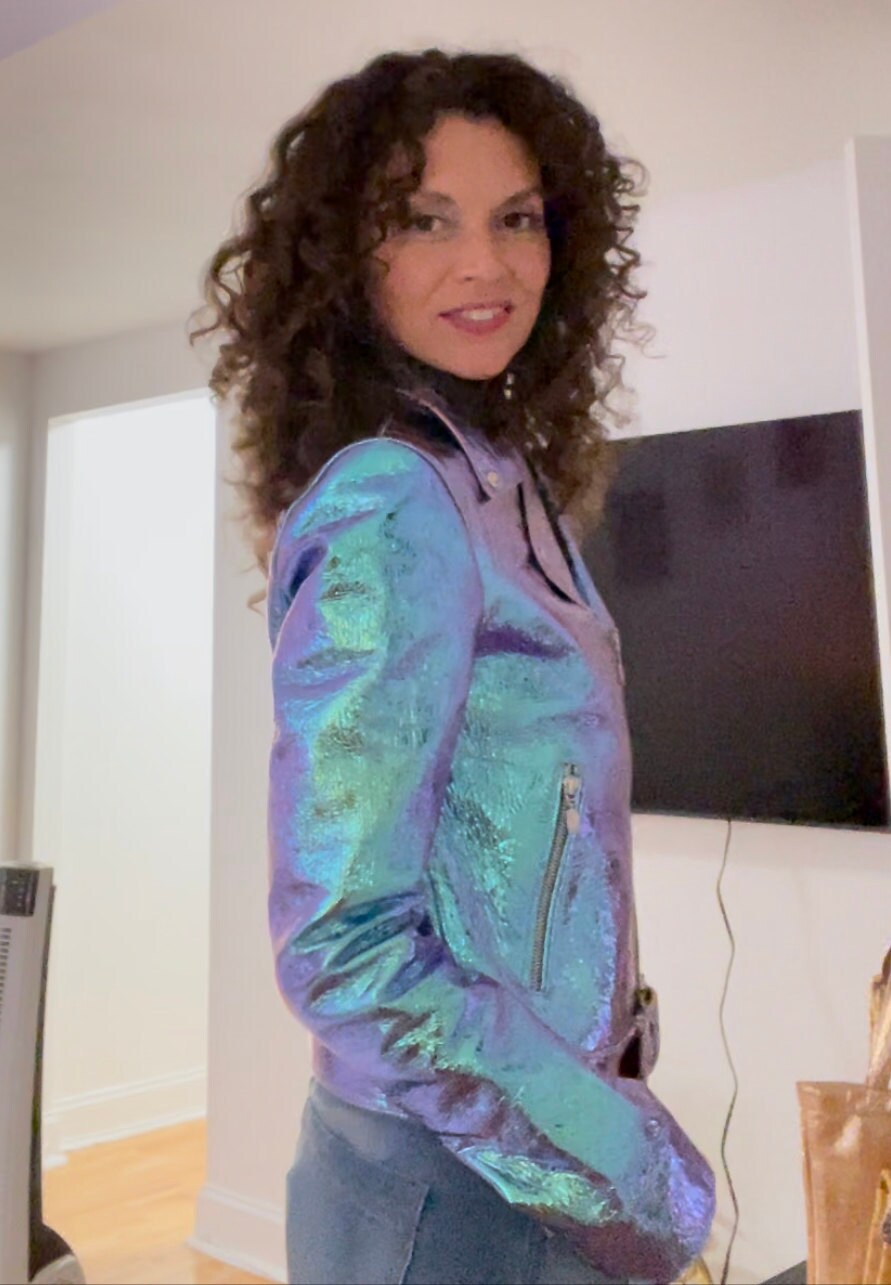 Iridescent leather jacket shop