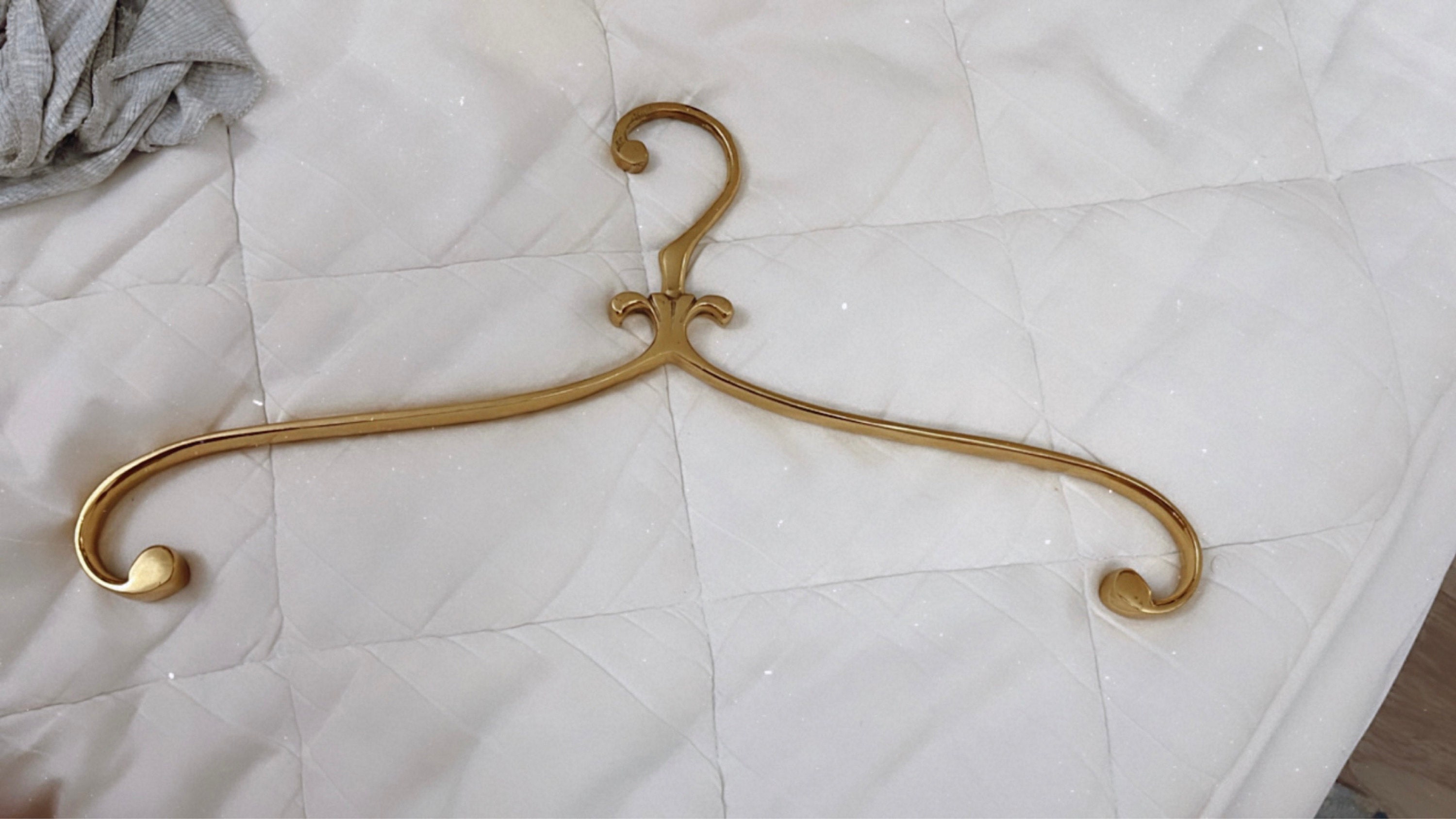 vintage brass wedding dress hanger-antique bridal hangers-old brass hangers-vintage brass coat hanger-brass clothes hangers-wardrobe